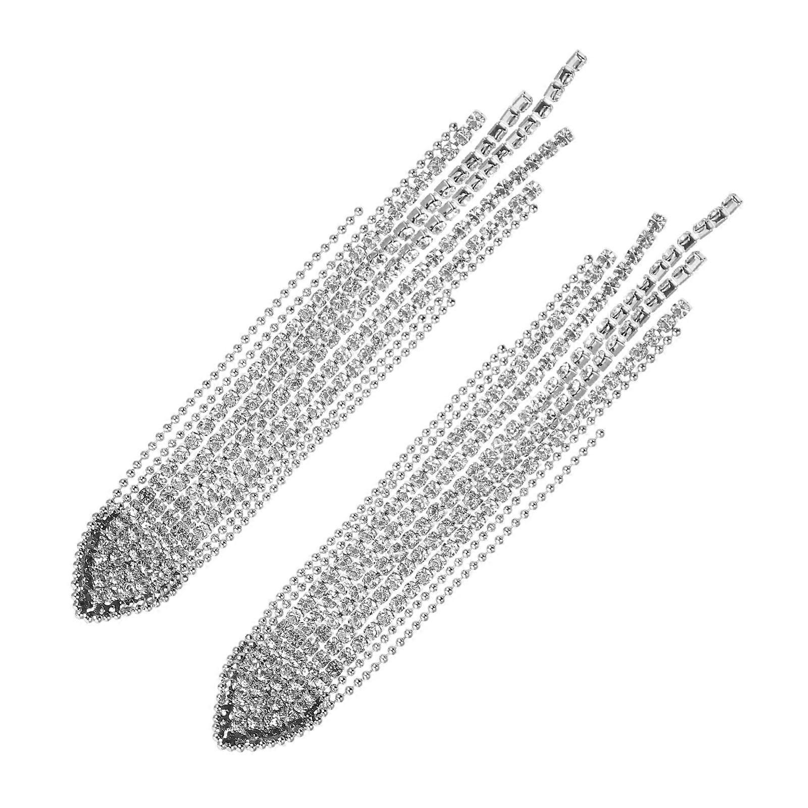 Water Drill Earrings Statement Ear Dangle for Decoration 1Pair Silver