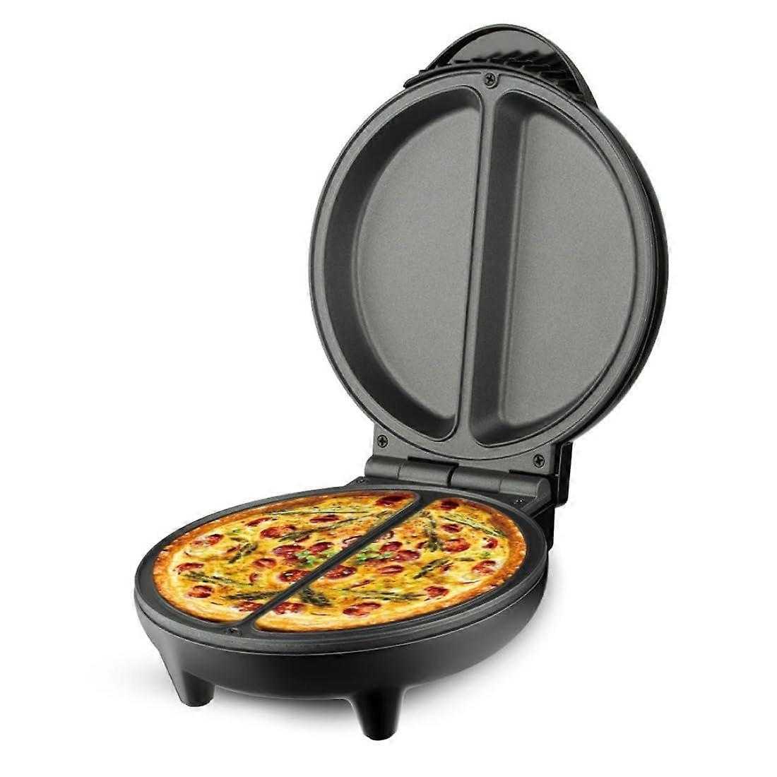 Electric Pizza Maker with Dual Heating Plates for Crispy Crust, Nonstick Compact Countertop Design