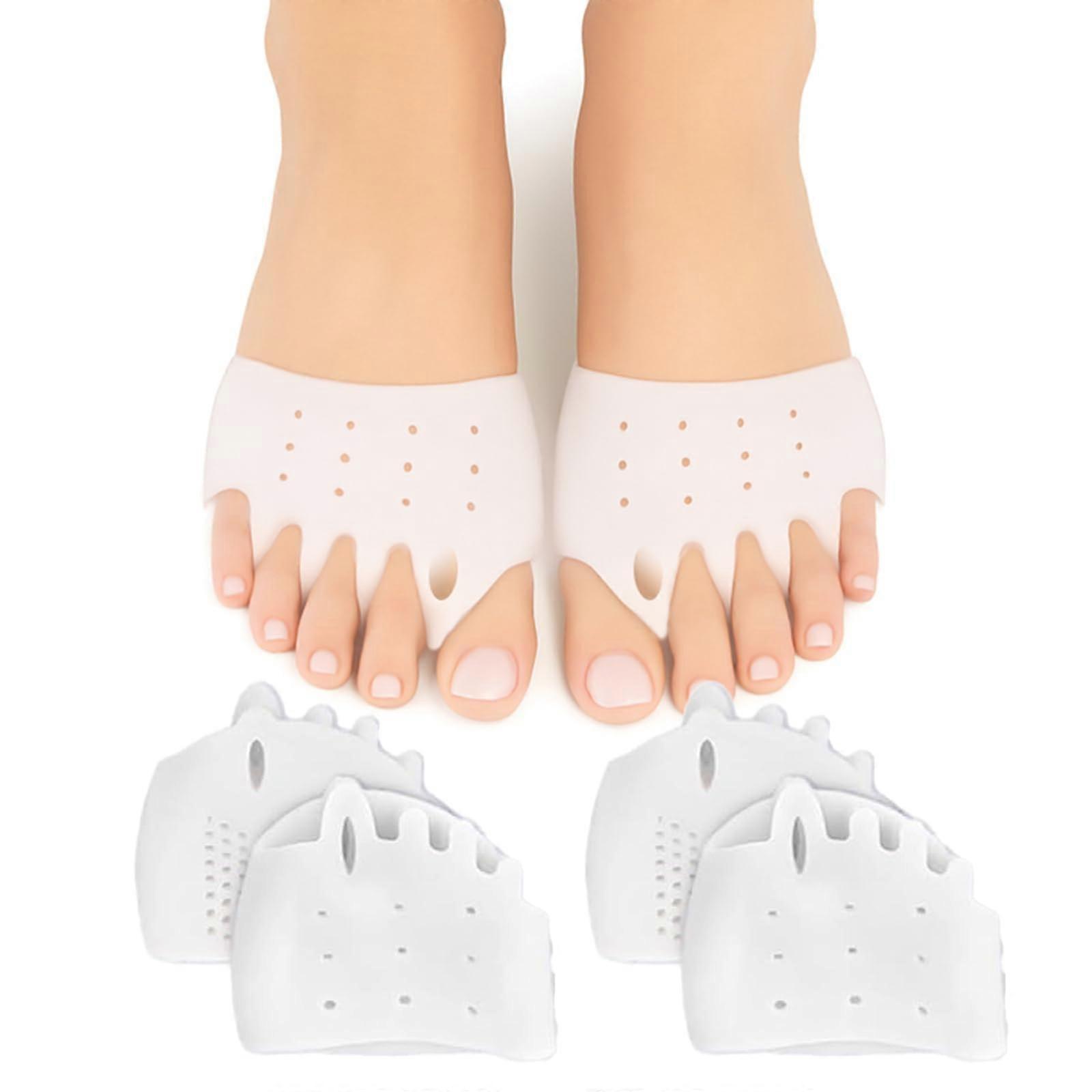 Silicone Toe Separators and Bunion Corrector for Overlapping Toes, Breathable Washable 2 Pairs White