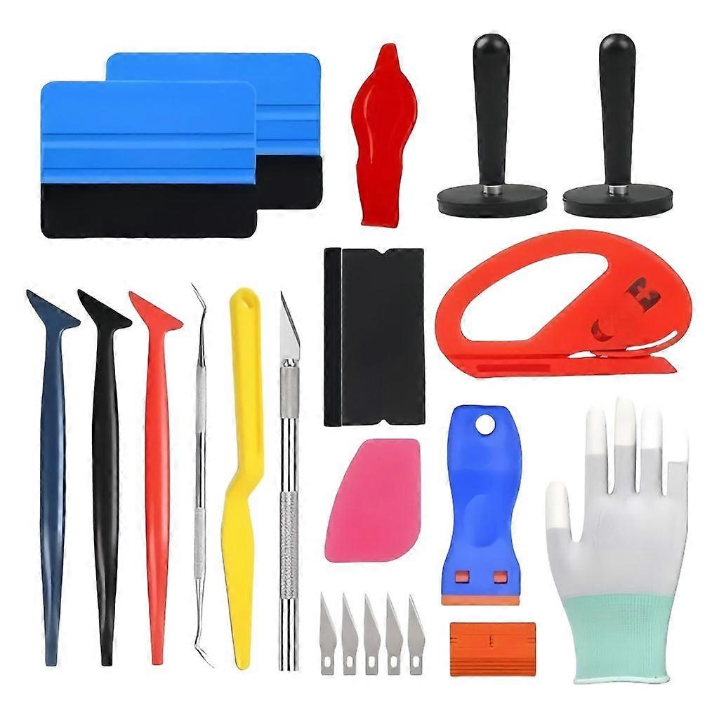 Professional Car Vinyls Wrap Applicator Set 35 Tool Including Squeegees Trimmer