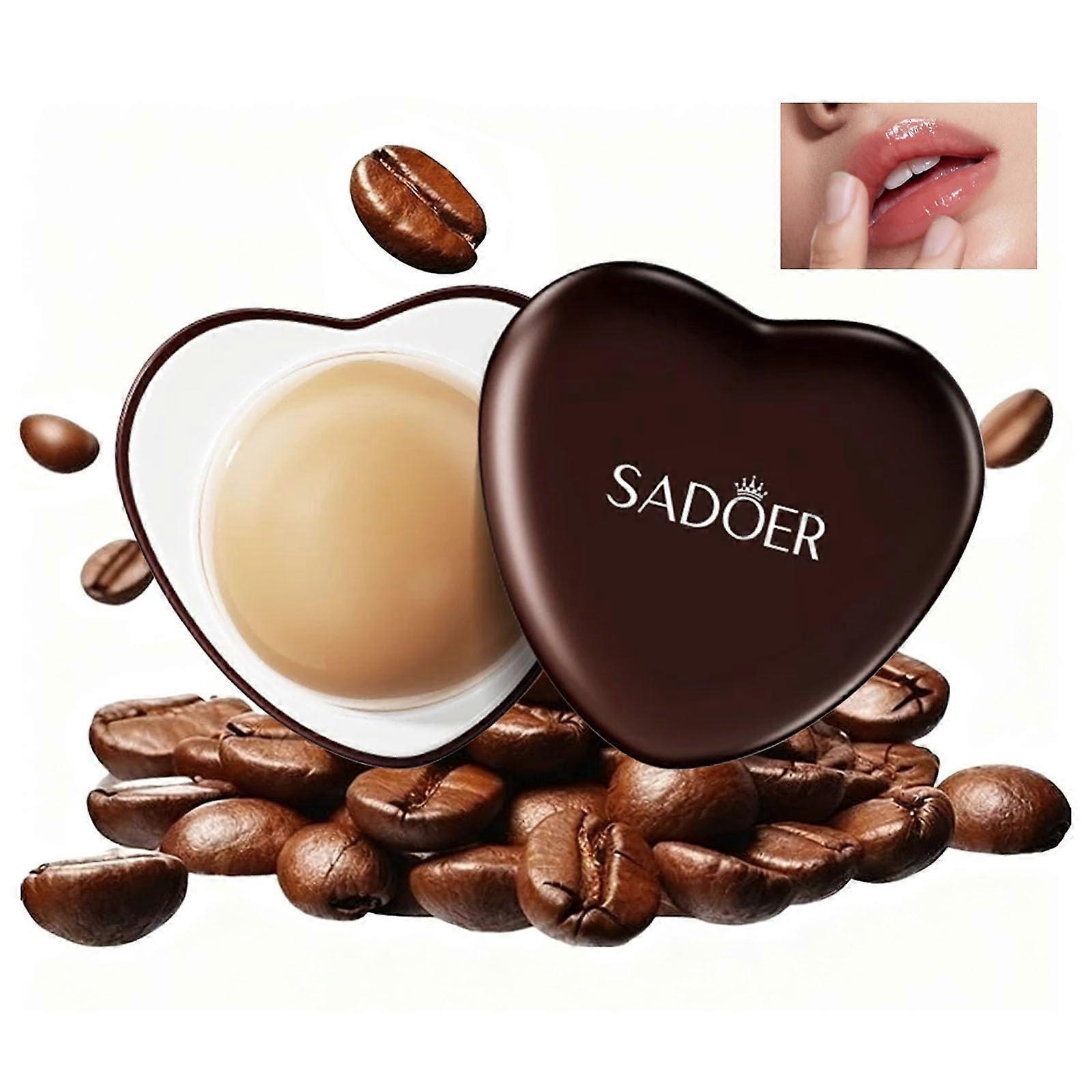 2Pcs Coffee Moisturizing Lip Balm with HeartShaped Lip Sleeping Mask for Deep Overnight Hydration