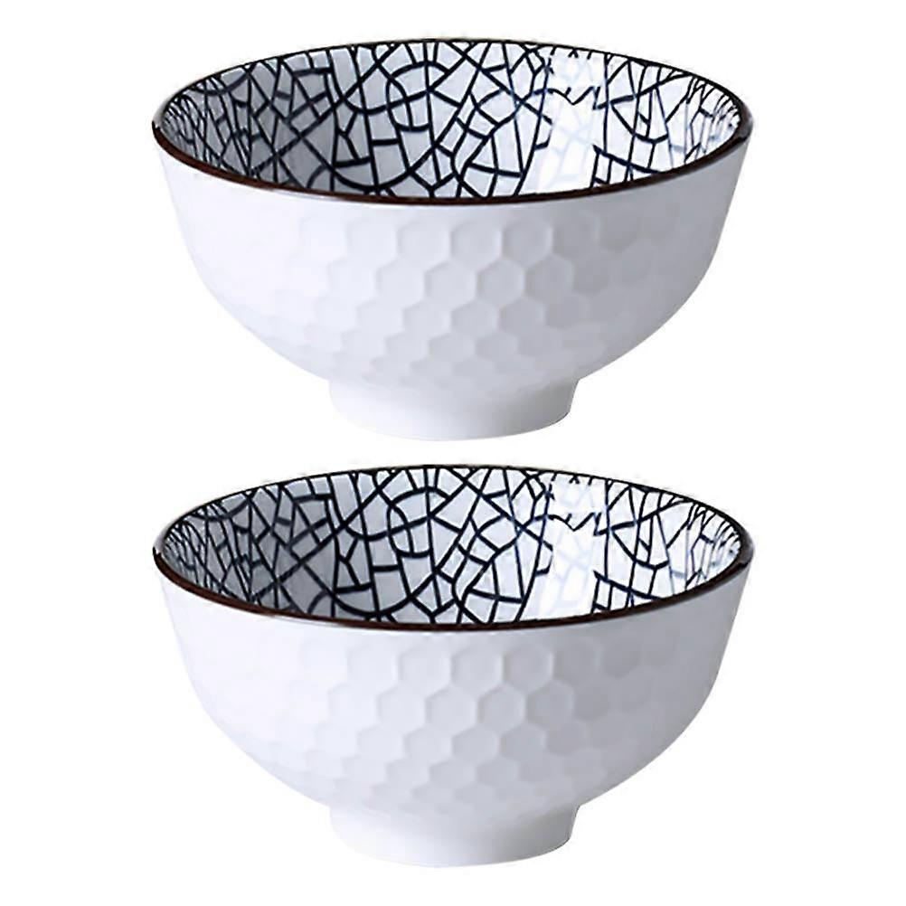 Cracks Style Ceramic Bowl Set for Dinner 2Pcs Japanese Style Tableware