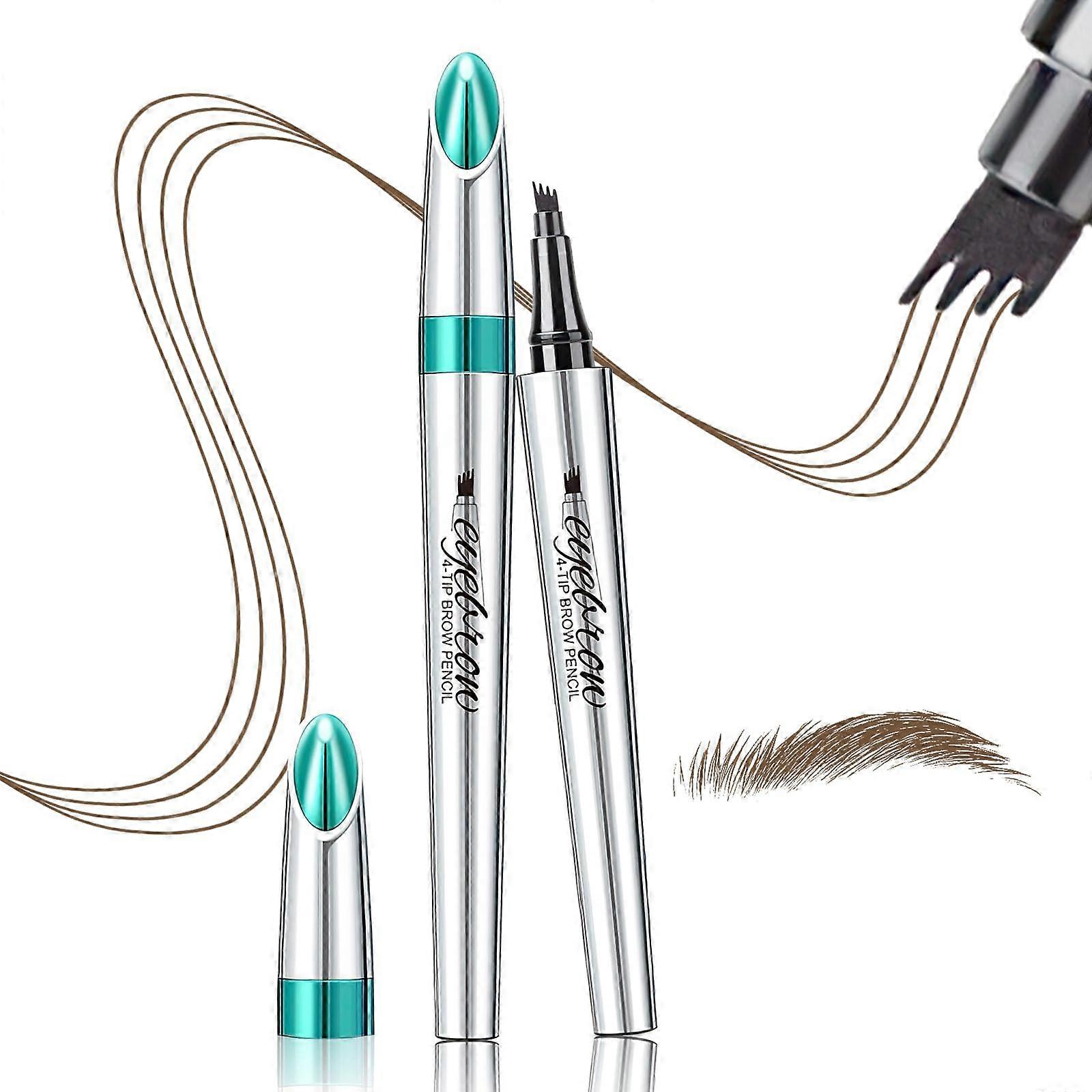 Microblading Eyebrow Pen Dark Brown Waterproof 4 Fork Tip Smudge Proof Long Lasting Brow Pencil