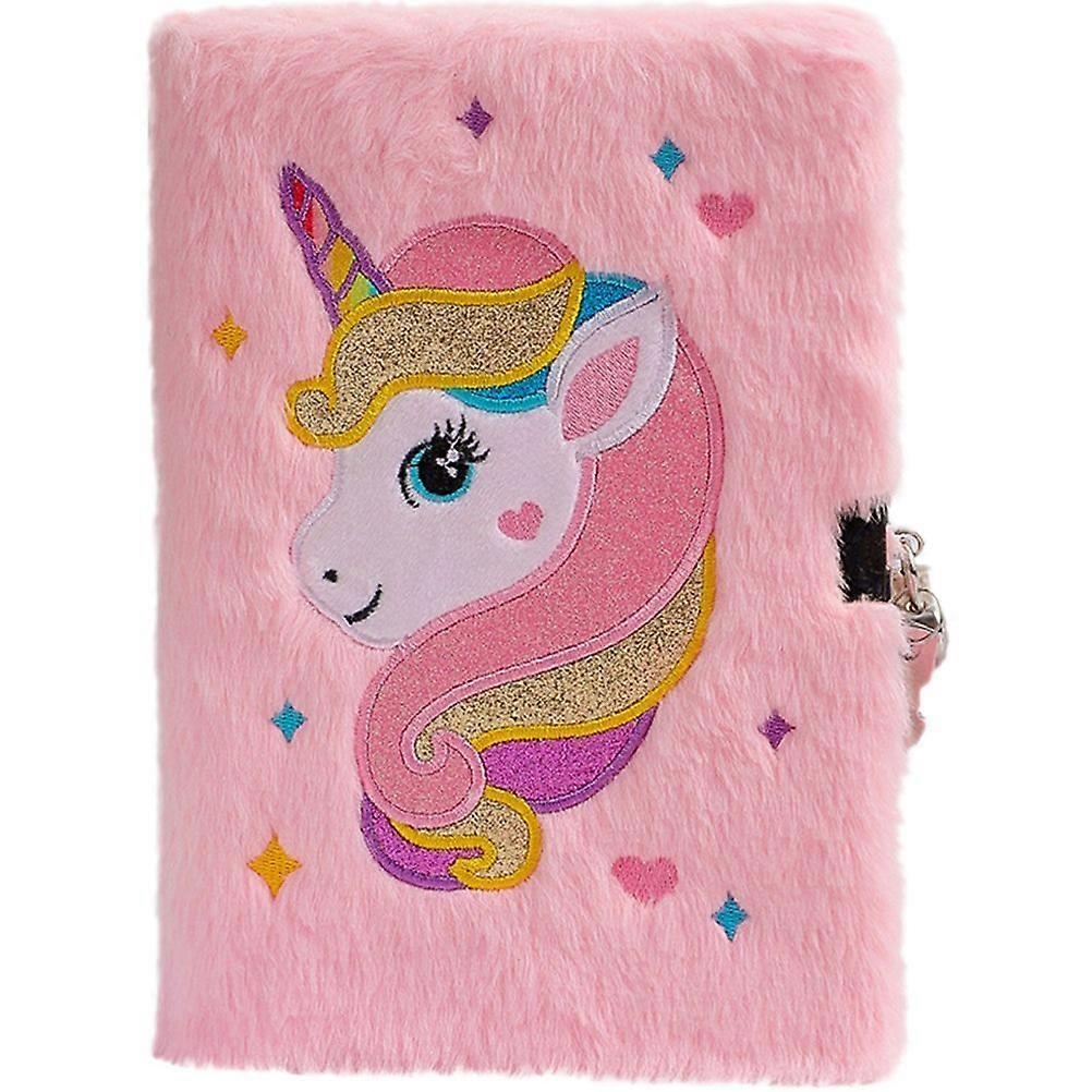 Plush Cover Notepad Unicorn Notebook A5 Notebook with Lock Decorative Notepad Kids Notebook