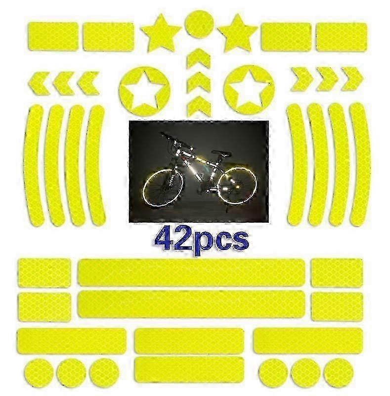 42-pack Yellow Bicycle Reflective Stickers - Motorcycle/helmet Safe