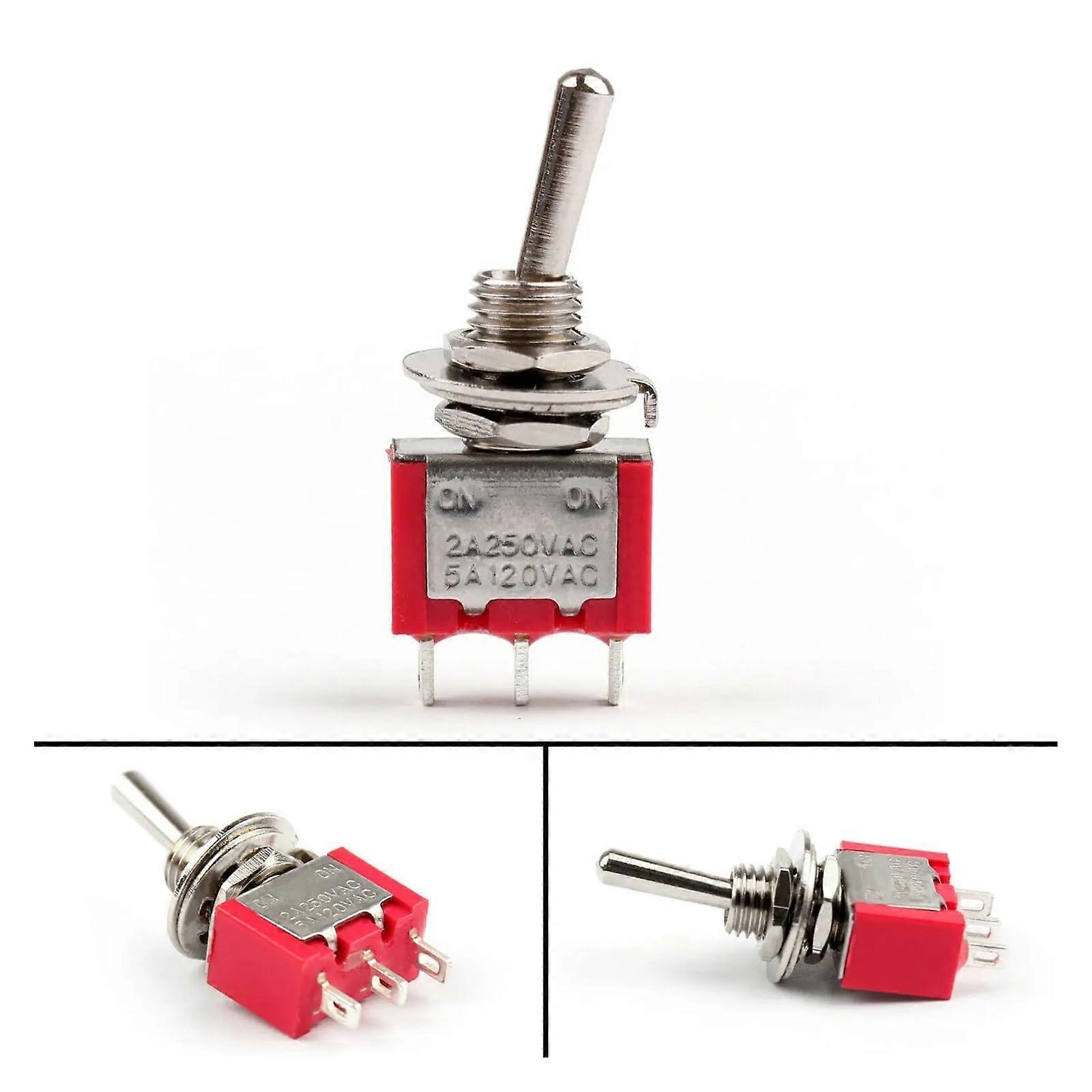 5pcs Red MTS102 Mini SPDT Toggle Switch 3 Pin ONON 5A 120V for Electronic Projects