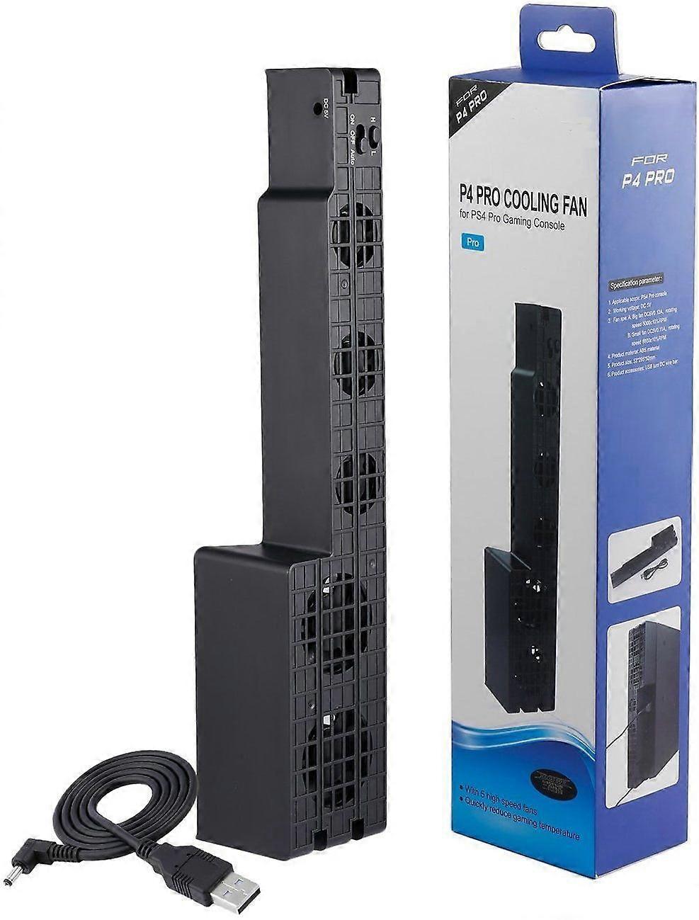 Cooling Fan USB External 5Fan Turbo Cooler with Temperature Control for PS4 Pro Gaming Console