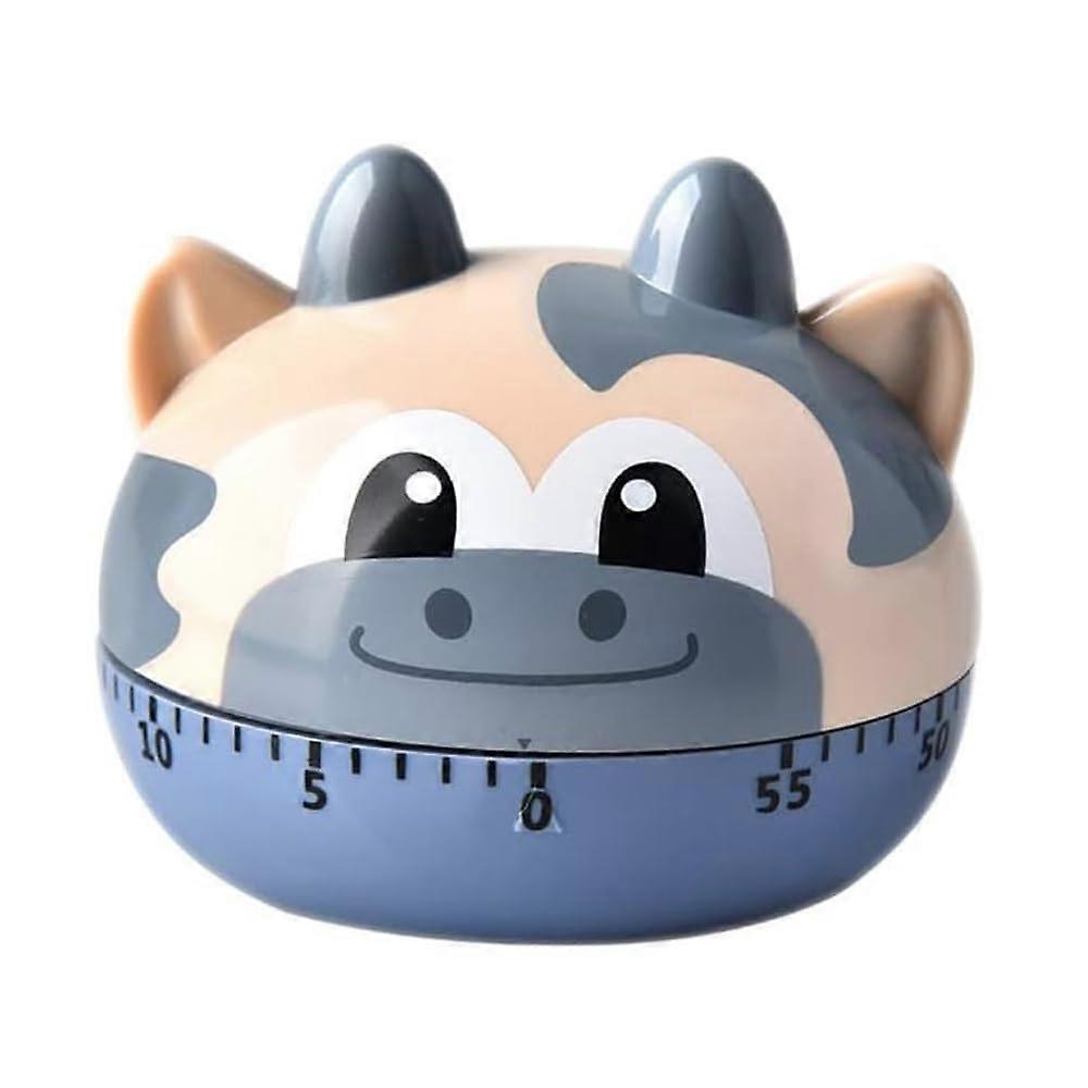 Kitchen Timer Cute Animal 60 Minute Mechanical Countdown Battery for Cooking Study Purple Cow
