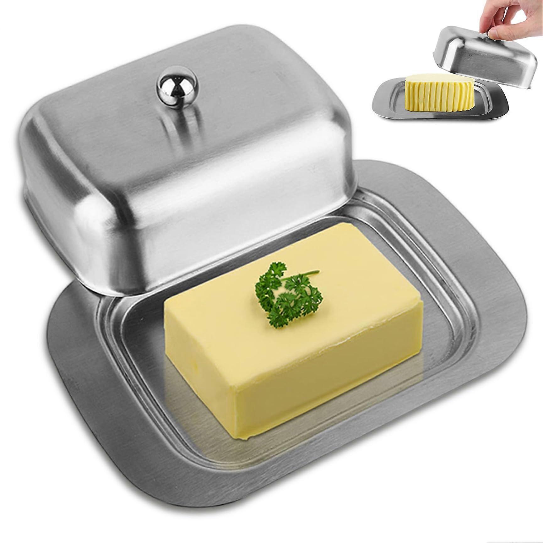 Stainless Steel Butter Dish with Lid, Elegant Rustproof Cheese and Bread Storage Box for Kitchen