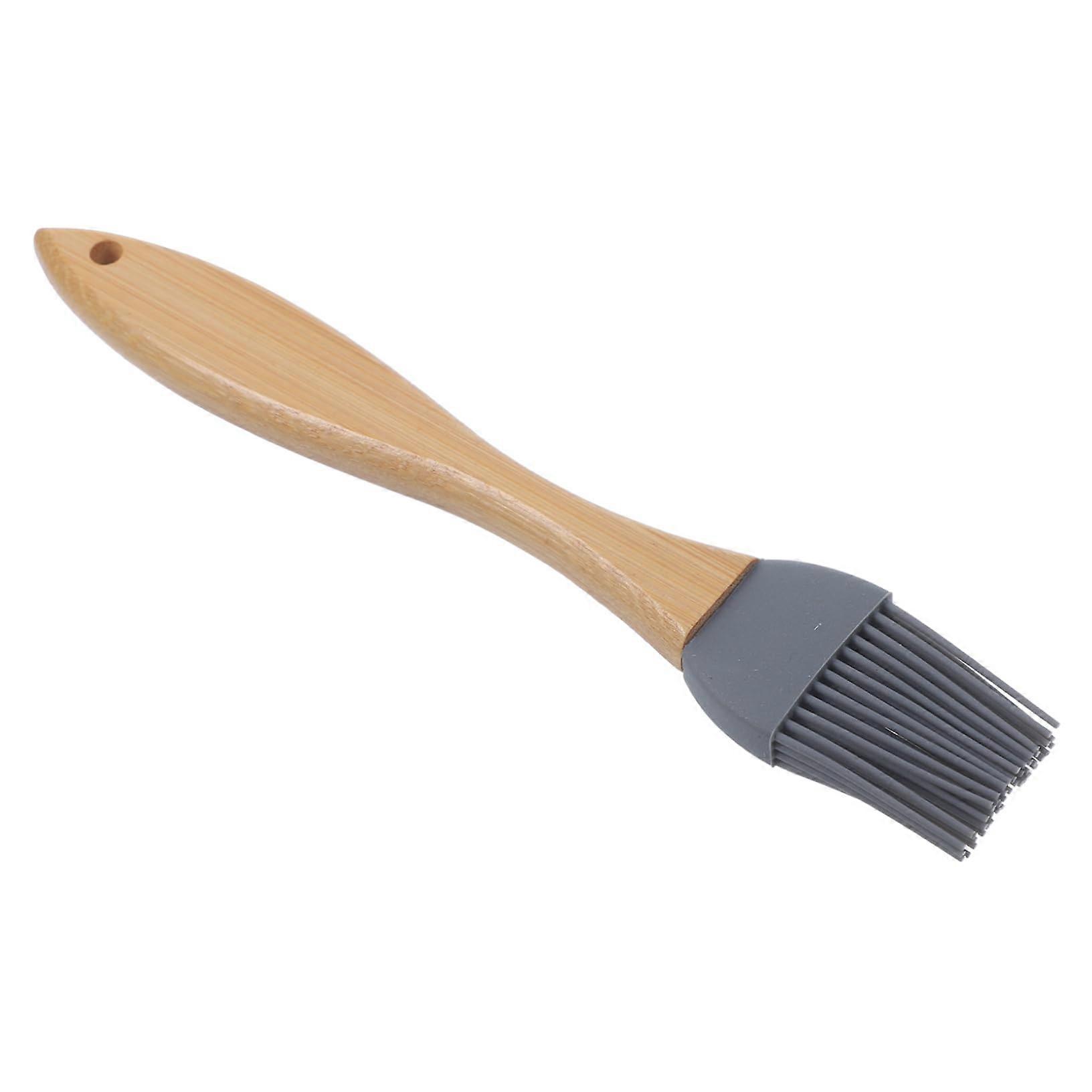 Temperature Resistant Silicone Basting Brush with Wooden Handle for BBQ and Baking
