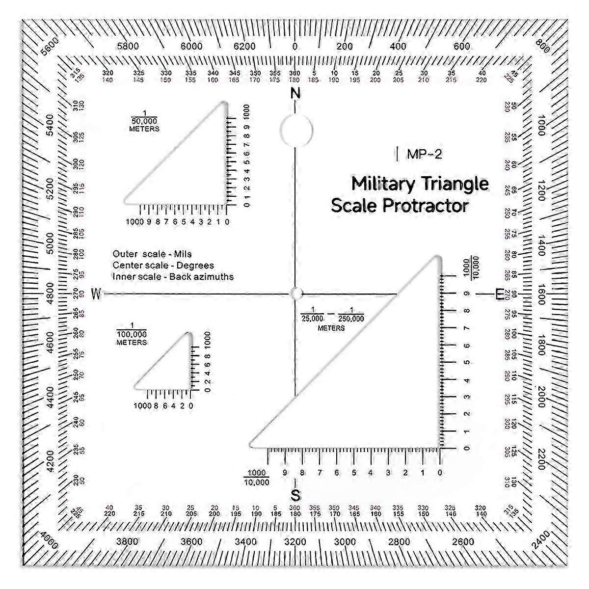 5 Inch Map Protractor Utm/Mgrs Coordinate Scale Map Perfectly Cut Land Navigation Protractor