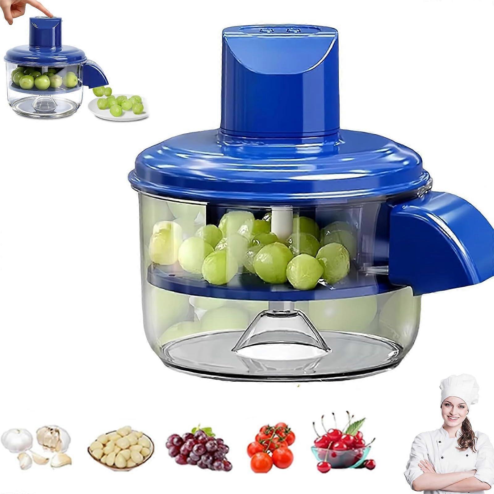 Electric Fruit Peeler with Fast OneTouch Operation, MultiPurpose Garlic Grape Vegetable Tool Blue
