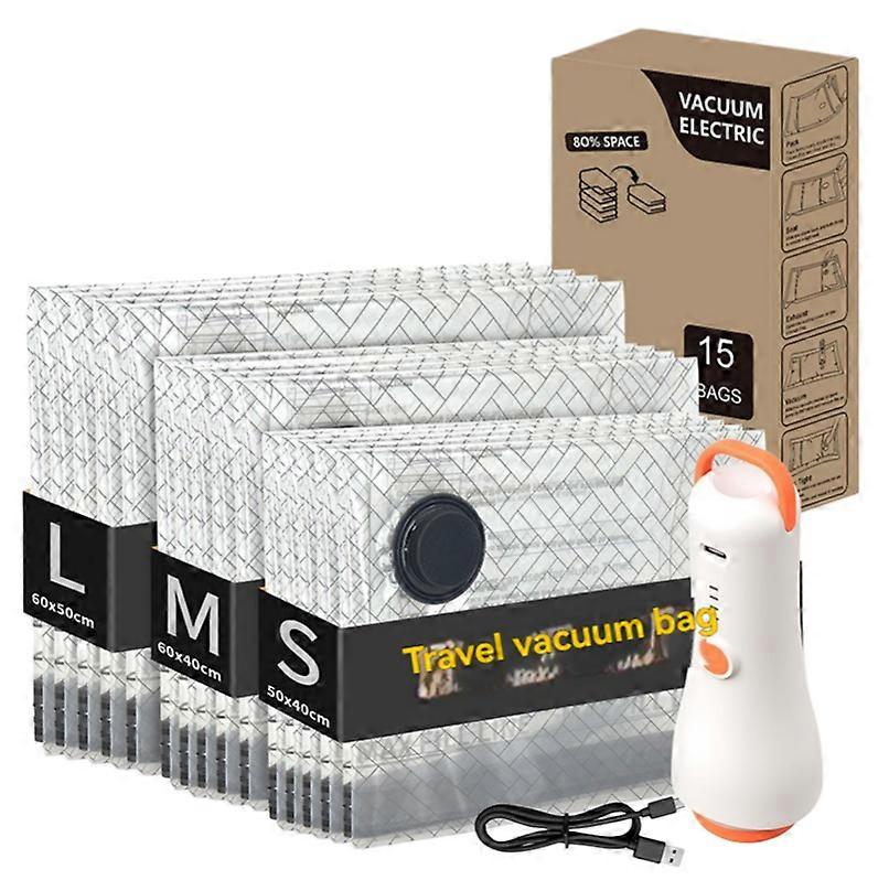 Travel Vacuum Bag with Electric Pump 15PCS