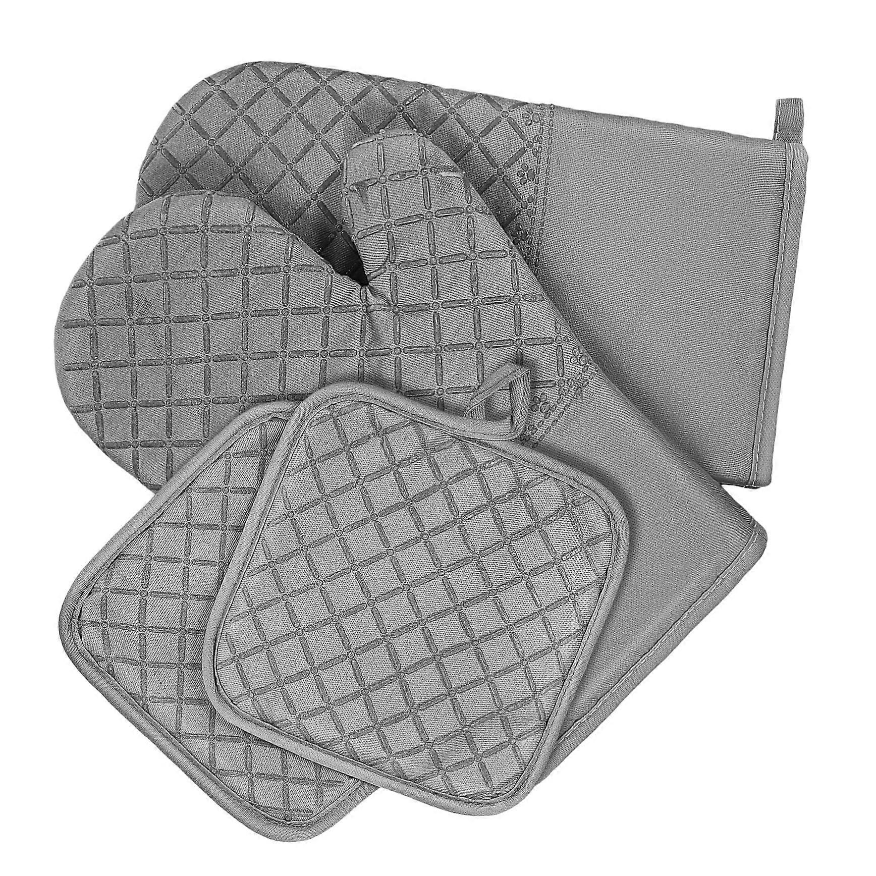 Heat Resistant Oven Mitts Set with Secure Grip and Hanging Loop for Baking and Cooking