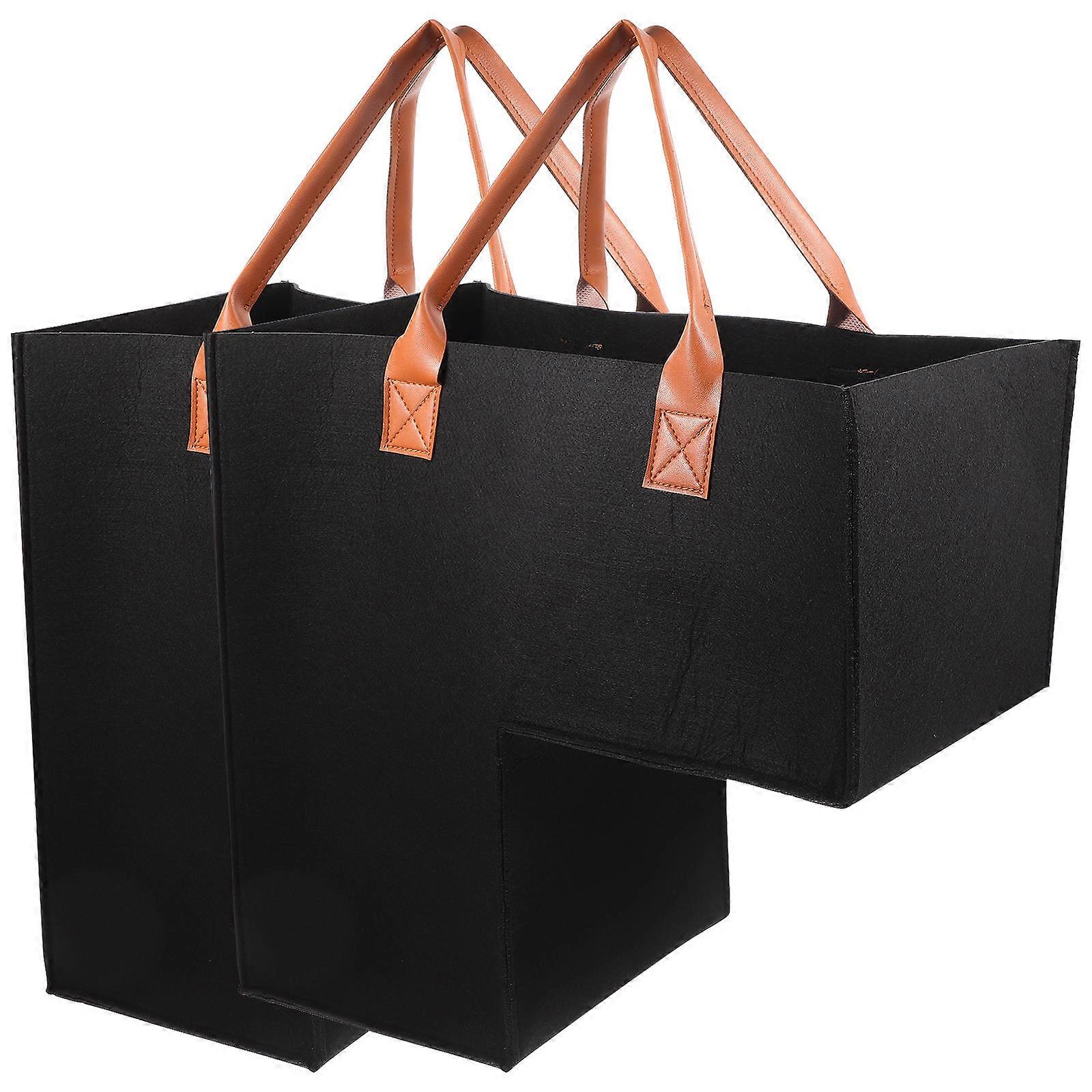 Black Felt Storage Basket for Clothes Organizer 2Pcs Laundry Hamper