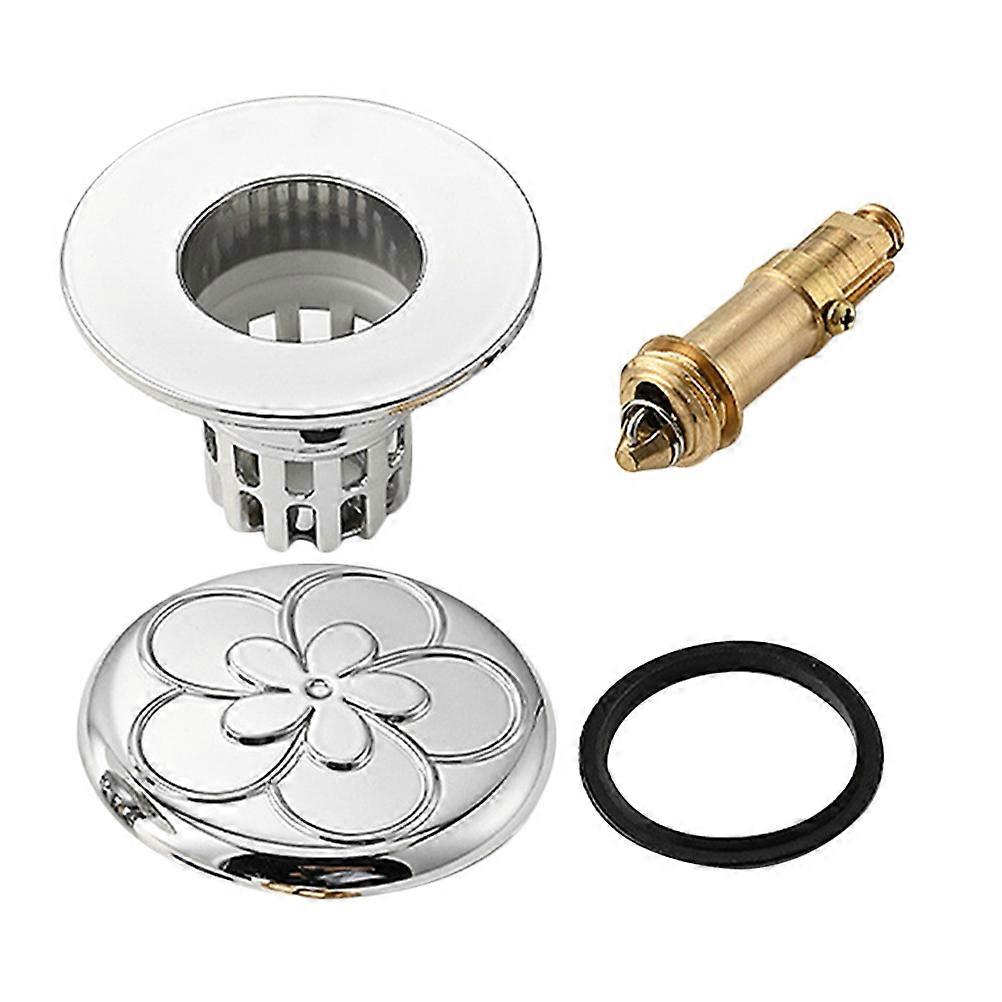 Bathroom Sink Drain Stopper Press Type Silver ABS Copper Quality