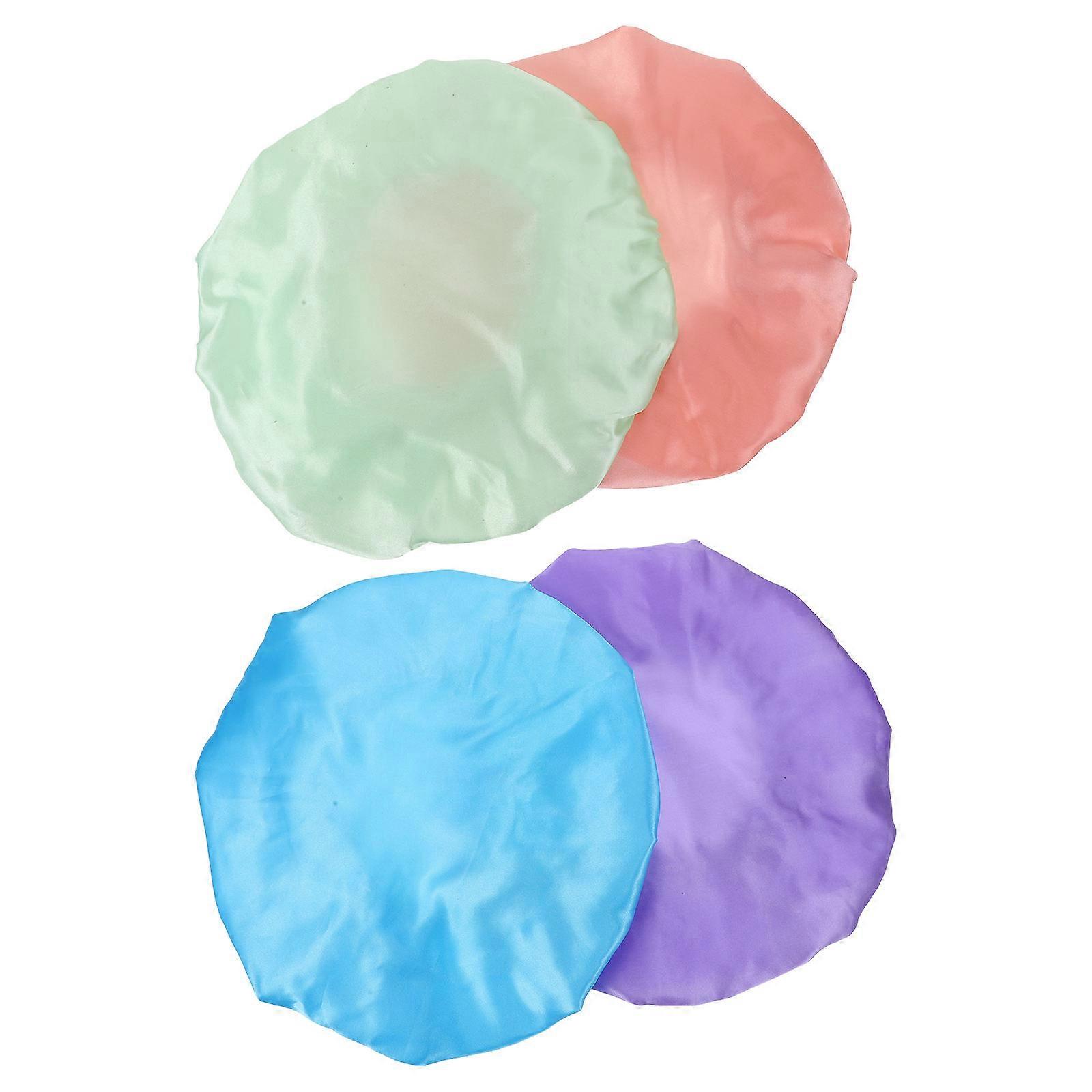 Durable Women Bath Caps Waterproof Shower Caps 4Pcs Assorted Color