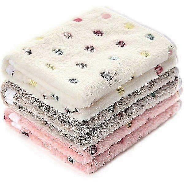 3-Pack Dog Blanket for Dogs & Cats, 23x16 Inches, Light Dot Pattern