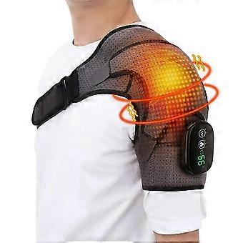 Opgraderet Trådløs USB Skulder Massager 3 Niveauer Vibration LED Display Varmeterapi Skulderbøjle