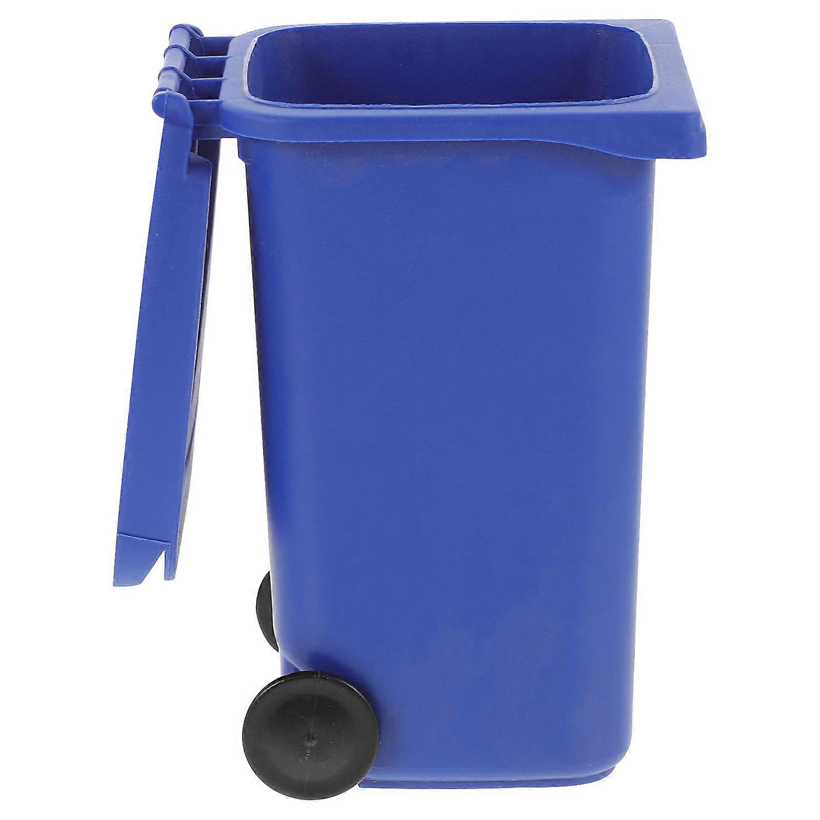 Plastic Desktop Waste Bucket for Storage Use Blue -Function Can
