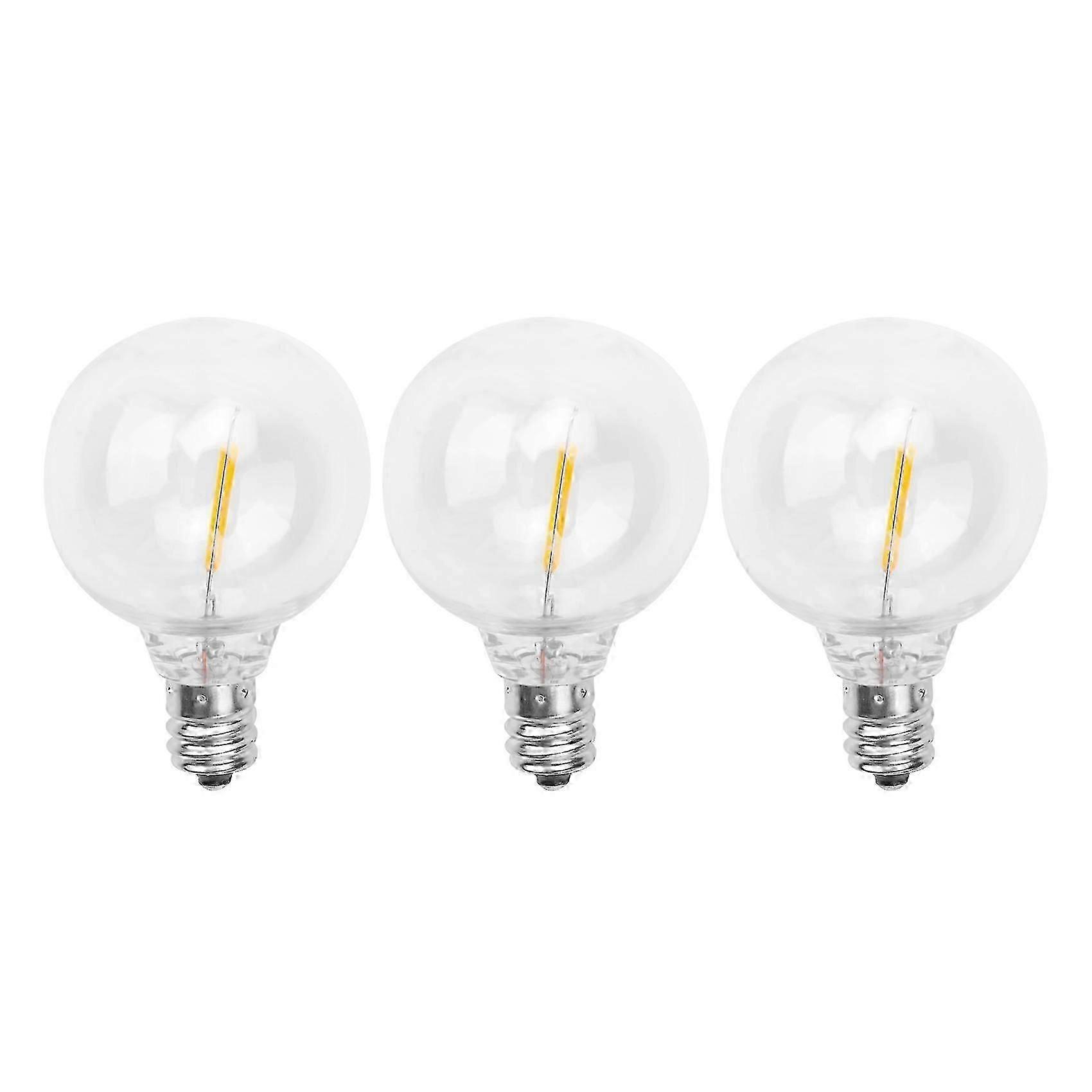 3Pcs G40 Led Light Bulbs, E12 Screw Base for Solar String Lights