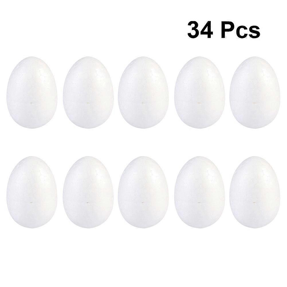 Egg Foam DIY Eggs for Decoration 34Pcs White Solid Painting Easter Supplies