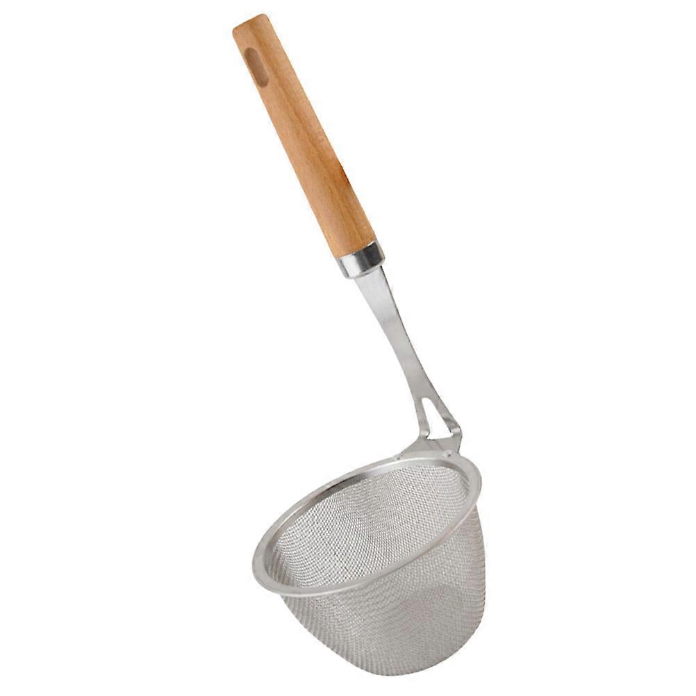 Silver Colander Wood Handle for Kitchen Strainer Multi-Function Food Tool