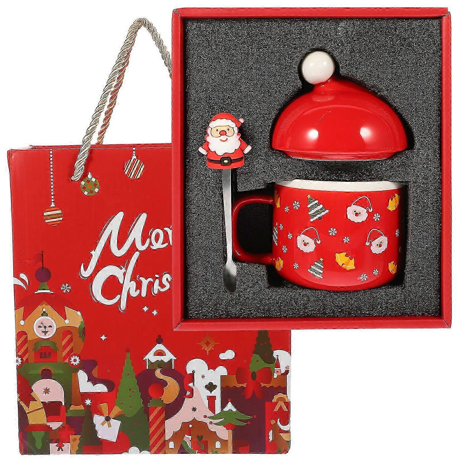 Christmas Water Cup Multi-Function Coffee Mug with Spoon 1Set Assorted Color