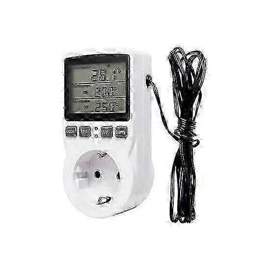 Digital Thermostat Socket EU Plug with Temperature Probe Compatible with Heating & Cooling Control