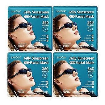 Máscara facial de gel com protetor solar (4 unidades), máscara de proteção UV para cuidados faciais, máscara facial hidratante e refrescante, adesivos de proteção solar UV, adequada para esportes ao ar livre.