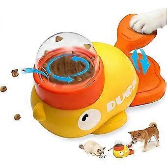 Brinquedo interativo e de treinamento para cães, dispensador de comida e petiscos, brinquedo quebra-cabeça em formato de pato, adequado para cães e gatos de pequeno e médio porte.