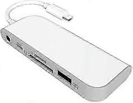 5-in-1 SD/TF Card Reader, USB to Camera Phone Adapter with Lightning Charging and 3.5mm Audio, Compatible with iPhone iPad iPod