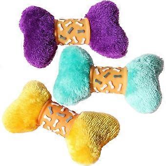Dog Plush Toy Bone: 3PCS Stuffing Lovely Puppy Tooth Cleaning Toy Pet Chew Toy Teething Dogs Play Biting Toy - -