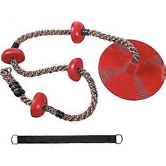 Heavy Duty Outdoor Climbing Rope Swing with Plastic Disc Seat in Red Color