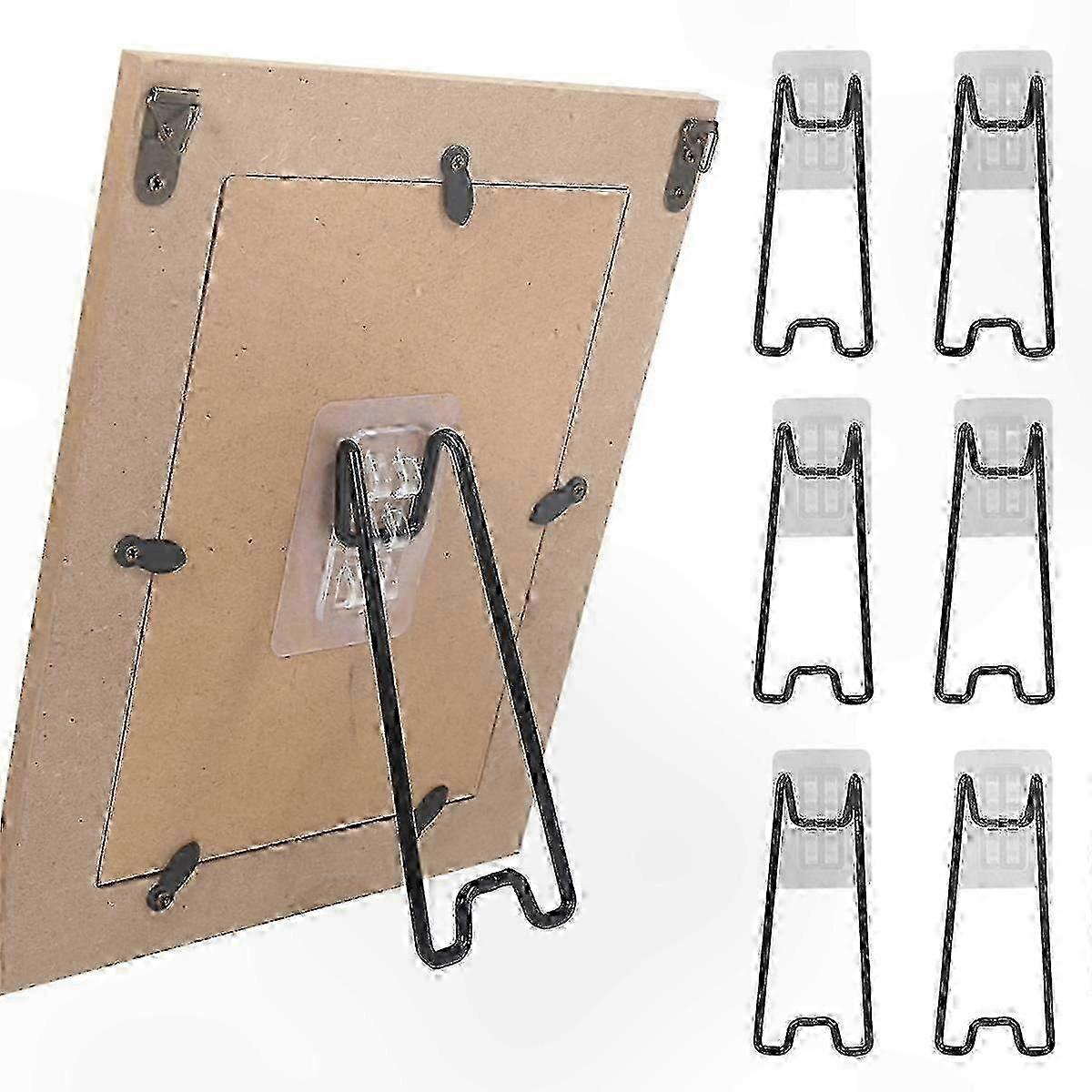 Adjustable Adhesive Brackets for 5.9-10.2 Inch Frames, Easel Style Support Stands (6-Pack)