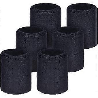 6 Pack Absorbent Wrist Sweatbands, Double Layered Sports Wrist Bands for Men & Women, Suitable for Football, Basketball, Running, Tennis