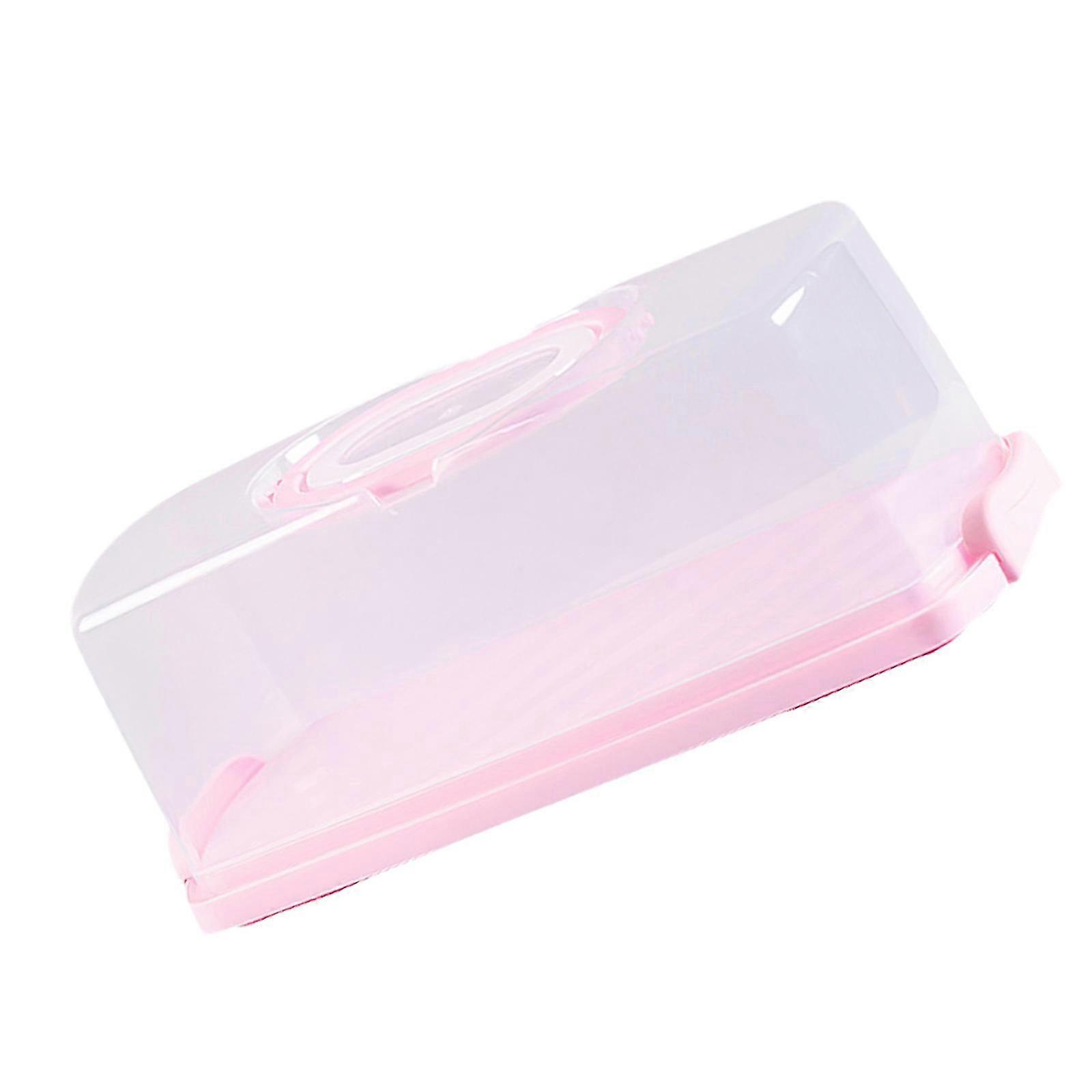 Portable Cake Box Toast Bread Wrapping Box Plastic Bread Container Pink 1 Set