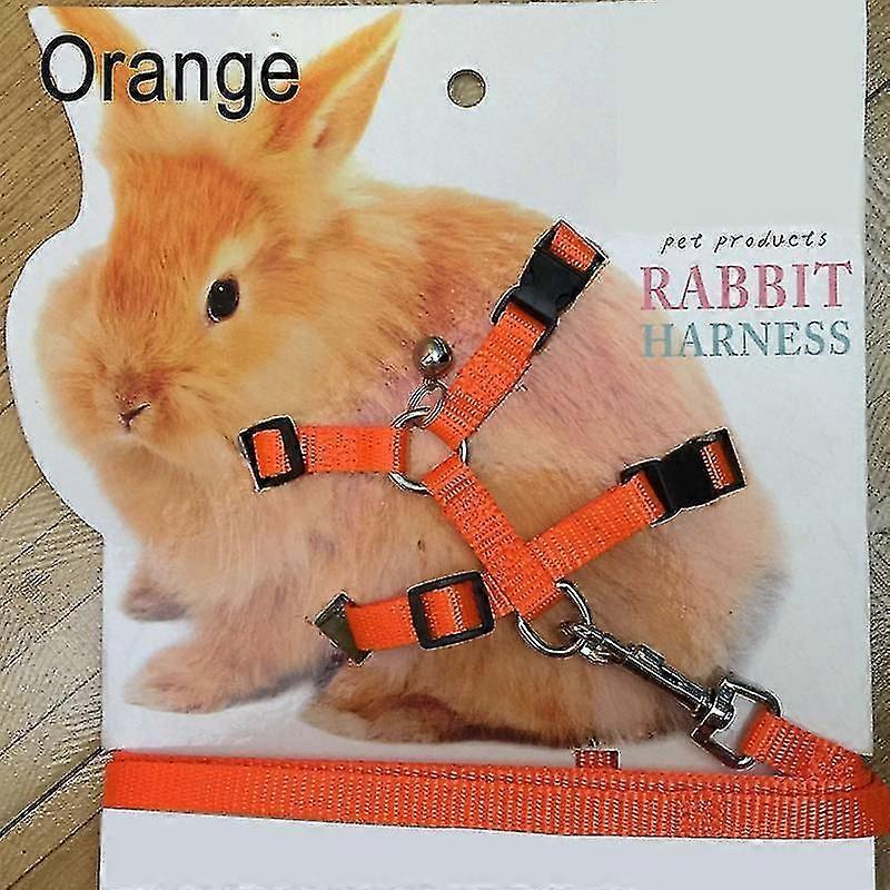 Pet Rabbit soft harness leash Adjustable rabbit pull rope orange