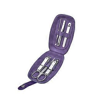 Professional Stainless Steel Manicure Set 6 in 1 Nail Clippers and Grooming Kit with Travel Case (Color C)