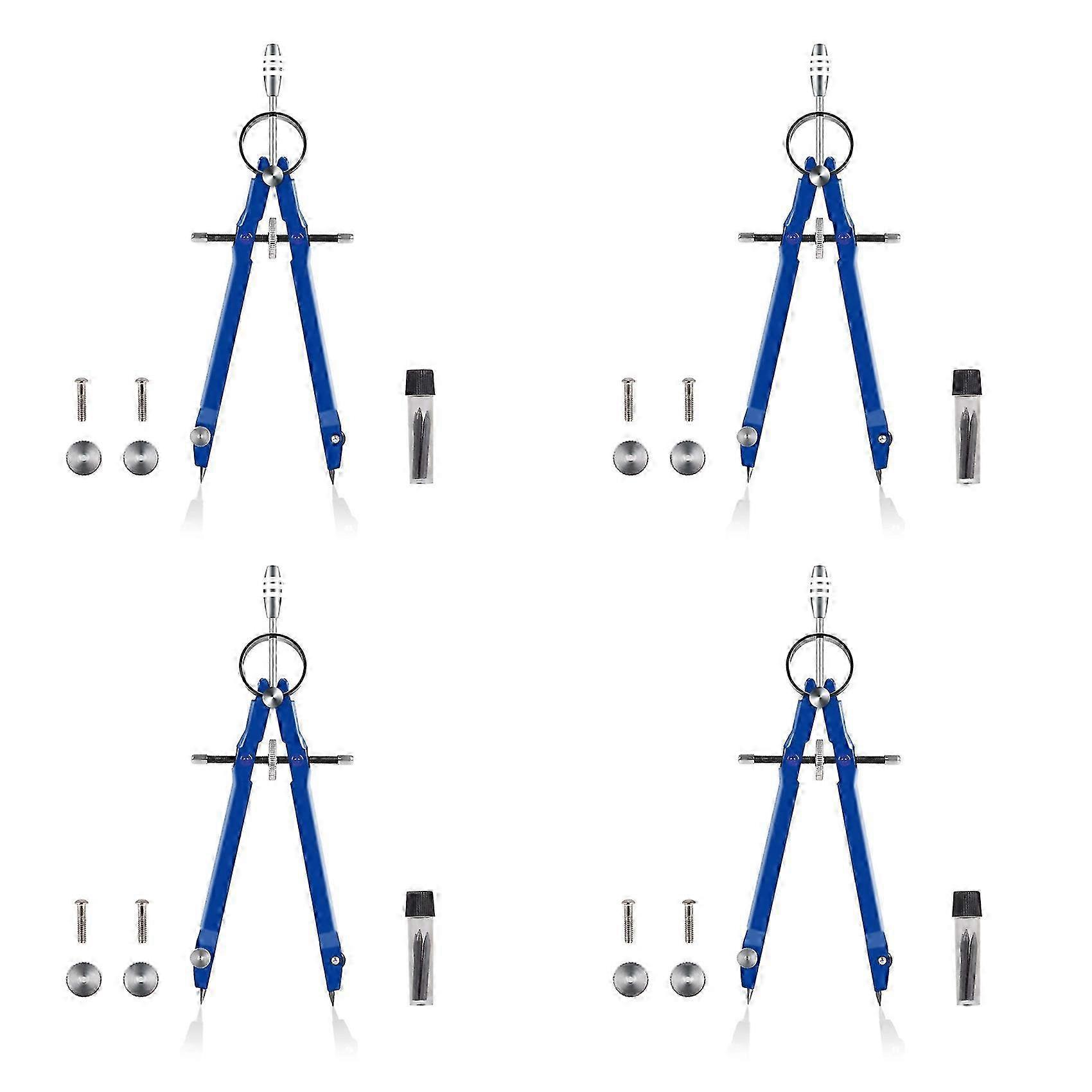 4X Professional Compass, Compass Geometry Set with Lock, Math and Precision Compass, Metal and Durable(Blue)