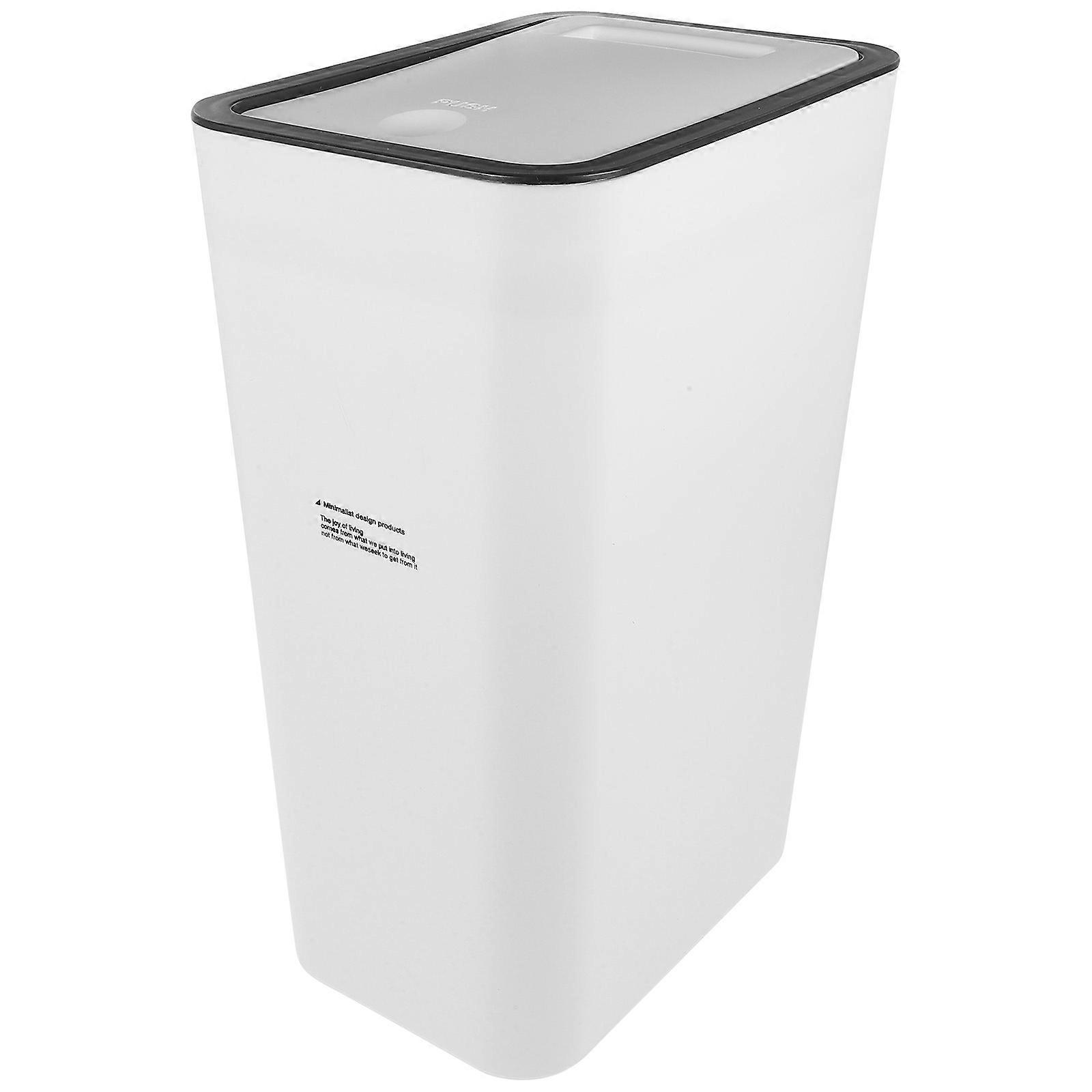 Lidded Trash Can Plastic Garbage Bin for Storage White Large Container