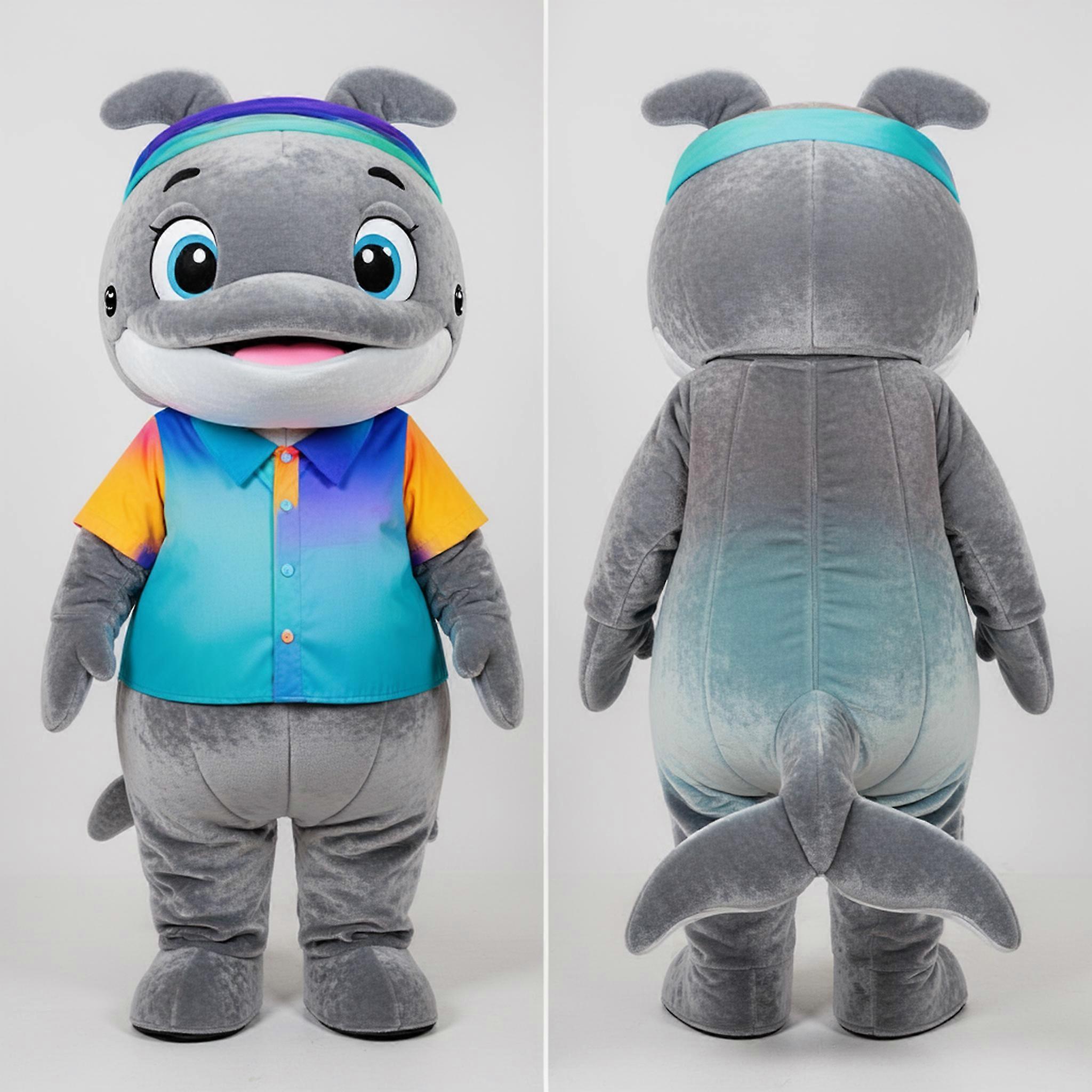 MASTICOT Velvety Gray Blue Whale Mascot