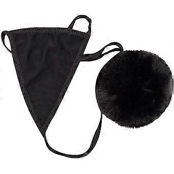 Kaise Womens Sexy Thong Pantie Cute Rabbit Tail G-string Fur Ball Bikini T-back Cosplay Underwear Party Costume Gift