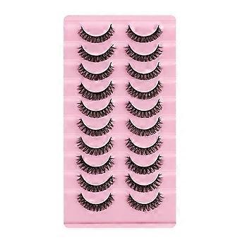 False Eyelashes Russian Strip Eyelashes Natural Faux Mink Eyelashes Slim And 10mm False Eyelashes 10 Pairs Pack
