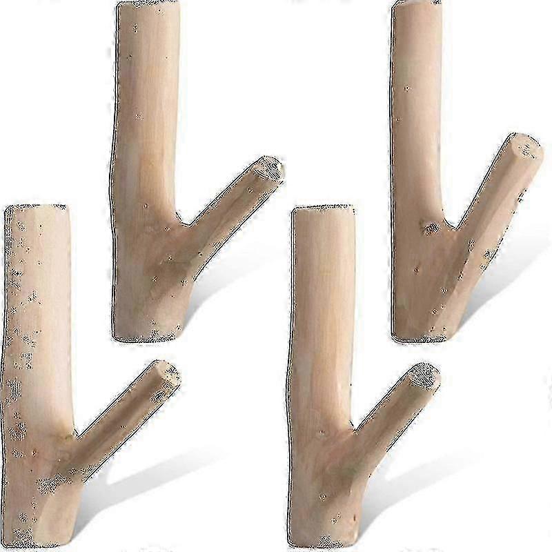 Vintage Wood Tree Branch Hook Set Wall Mounted
