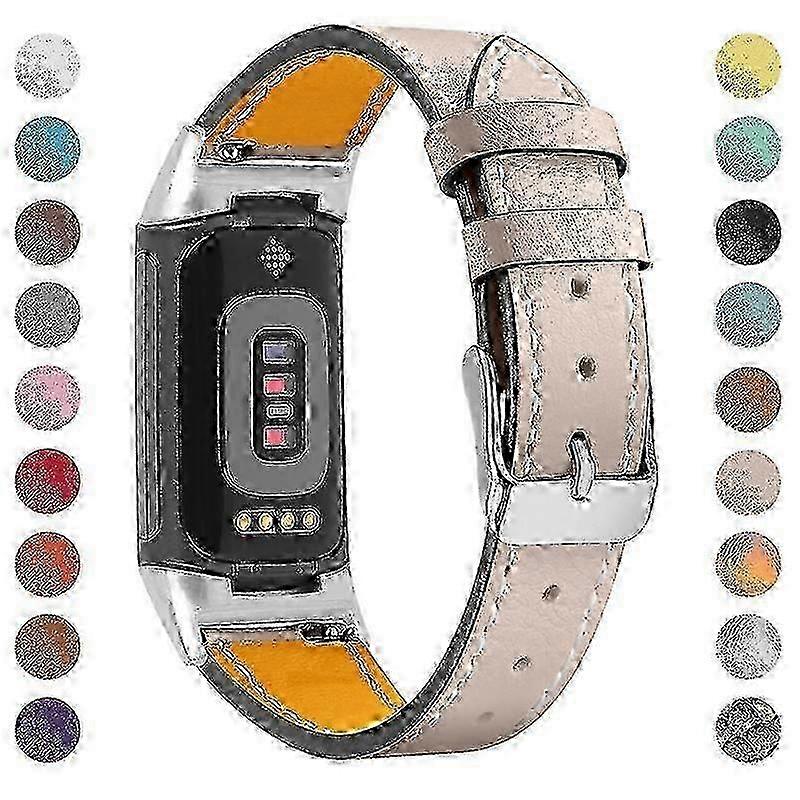 Adjustable Premium Leather Band compatible with Fitbit Charge 6/5/4, Comcompatible withtable Design
