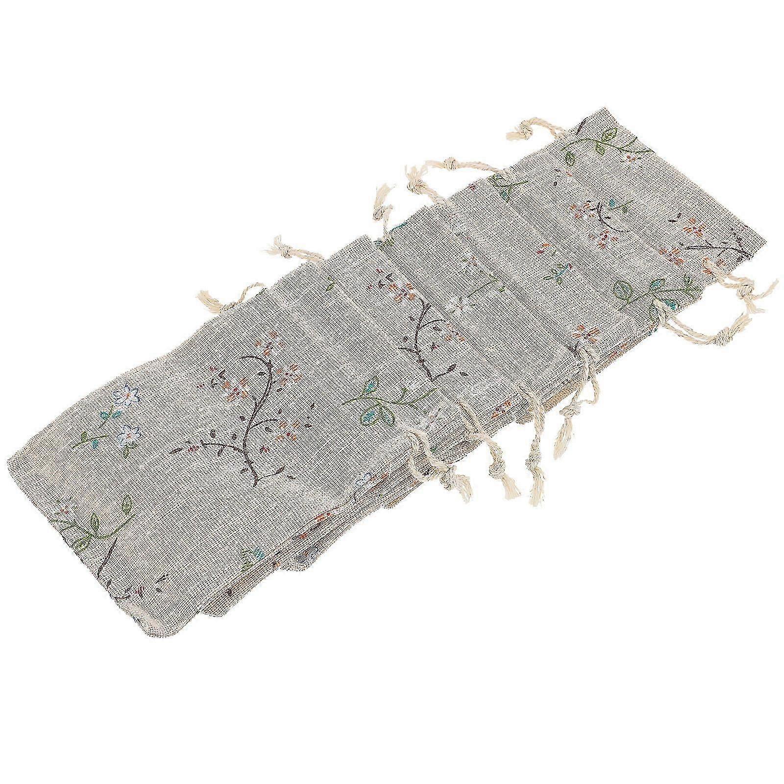 50Pcs Rectangular Rustic Drawstring Pouches Flower Printed for DIY Craft Use
