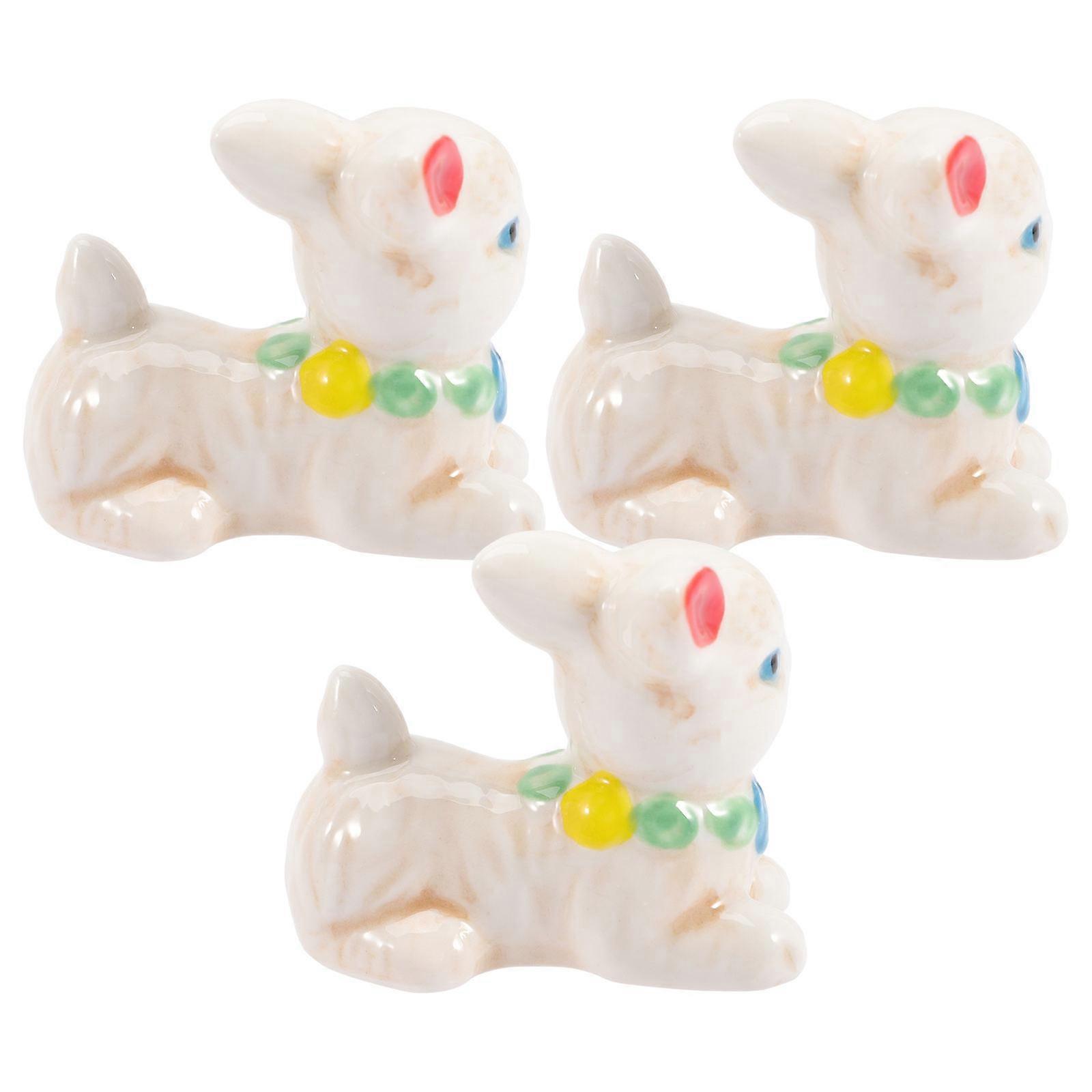 Bunny Statue Ceramic for Decor 6Pcs Cute Rabbit Craft Mini Table Decor