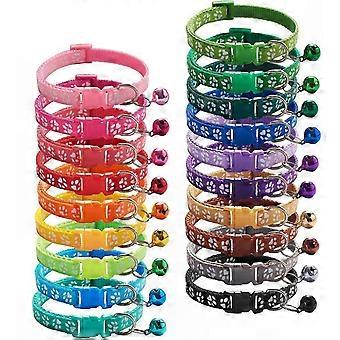 Weiches Nylon-Halsband mit reflektierendem Design und Glöckchen, 19 verstellbare ID-Halsbänder für neugeborene Haustiere (19–32 cm)