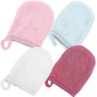 Reusable Microfiber Face Cleaning Gloves for Makeup Removal 4Pcs Assorted Color